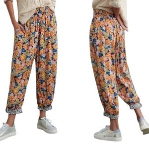 ANTHROPOLOGIE Shari Harem Floral Drop Waist Pants Size XS